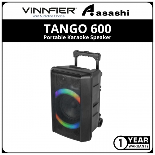 Vinnfier VF TANGO 600 WMV Portable Karaoke Speaker 90W Power Output Stereo Sound LED Lights Built-in Wireless Microphone