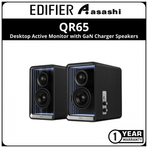 Edifier QR65 - Black Desktop Active Monitor with GaN Charger Speakers (1 yrs Limited Hardware Warranty)