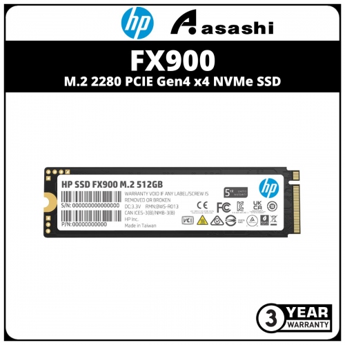 HP FX900 512GB M.2 2280 PCIE Gen4 x4 NVMe SSD (Up to 7400MB/s Read & 3800MB/s Write)