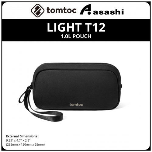 Tomtoc T12S1D1 Light T12 Electronics Accessories Pouch - 1L (Black)