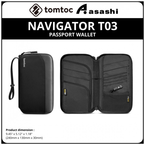 Tomtoc T03M1D1 (Black) NAVIGATOR T03 Passport Wallet