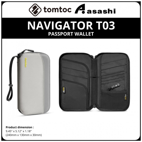 Tomtoc T03M1G1 (Grey) NAVIGATOR T03 Passport Wallet