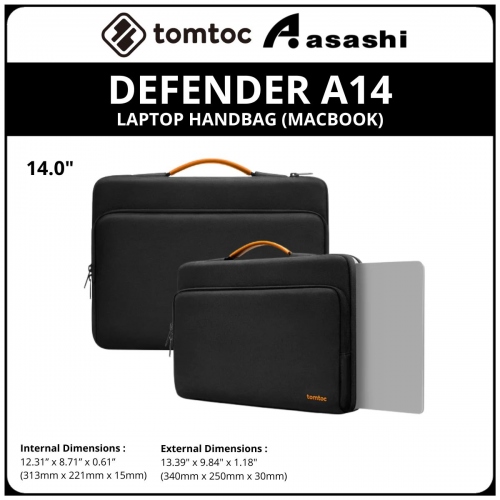 Tomtoc A14D2D1 (Black) DEFENDER A14 (MACBOOK) 14inch Laptop Handbag