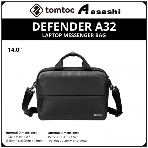 Tomtoc A32D3D1 (Black) DEFENDER A32 14inch Laptop Messenger Bag