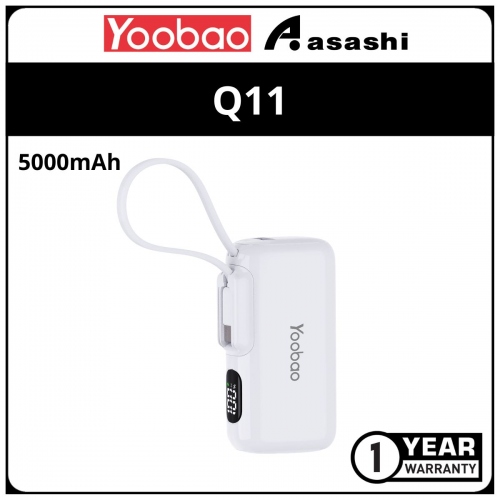 Yoobao Q11 5000mAh 5V/2.1A Mini Size Power Bank - White (1 yrs Limited Hardware Warranty)