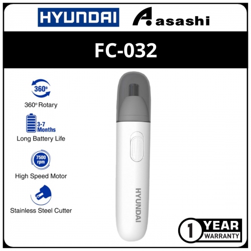 Hyundai FC-032 Rechargeable Electric Nose Hair Instrument - White (1Year)