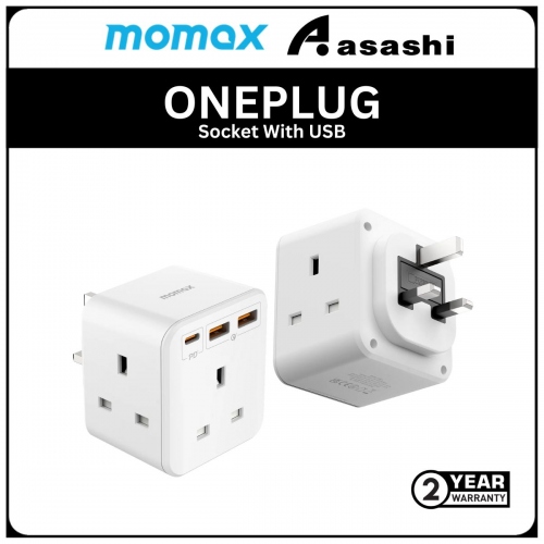 Momax ONEPLUG 3-Outlet Cube Extension Socket With USB - White (2Y)