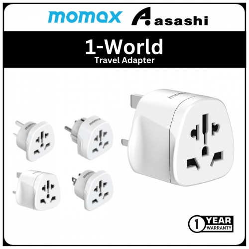 Momax 1-WORLD Universal to UK Travel Adapter - White (1Y)