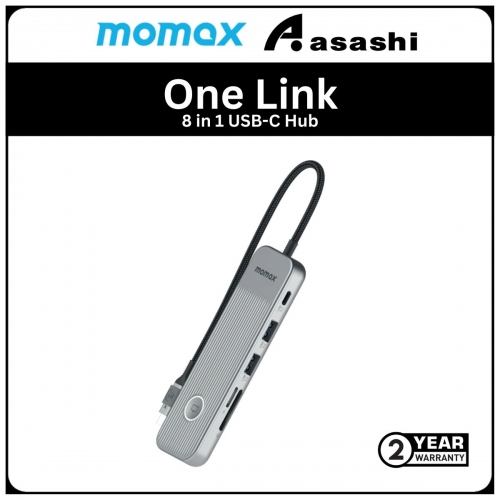 Momax One Link 8 in 1 mutil-function USB-C Hub - SpaceGrey (2Y)