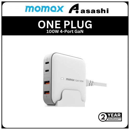 Momax ONEPLUG 100W 4-Port GaN Desktop Charger - White (2Y)