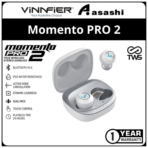 Vinnfier VF Momento Pro 2 TWS Earbud - White (1 yrs Limited Hardware Warranty)