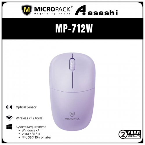 Micropack SPEEDY MINI 2 2.4G Silent Wireless Mouse - Purple (2 yrs Limited Hardware Warranty)