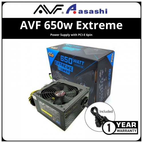 AVF 650w Extreme Power Supply with PCI-E 6pin - 1 Year Warranty