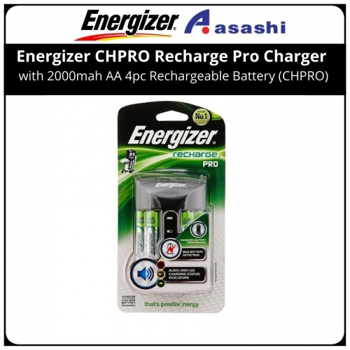 Energizer CHPRO Recharge Pro Charger with 2000mah AA 4pc Rechargeable Battery (CHPRO)
