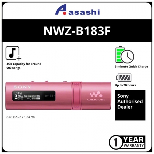 Sony NWZ-B183F/PC Pink 4GB Mp3 Player (1 yrs Limited Hardware Warranty)