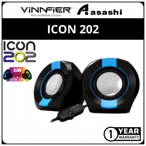Vinnfier ICON202-Black/Blue Portable Speaker (6 months Limited Hardware Warranty)