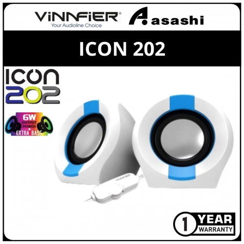 Vinnfier ICON202-White/Blue Portable Speaker (6 months Limited Hardware Warranty)